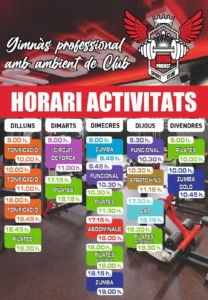 Horario actividades gimnasio